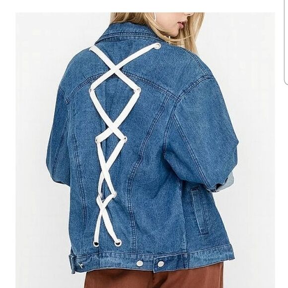 Lush back lace up denim jacket - Picture 11 of 16